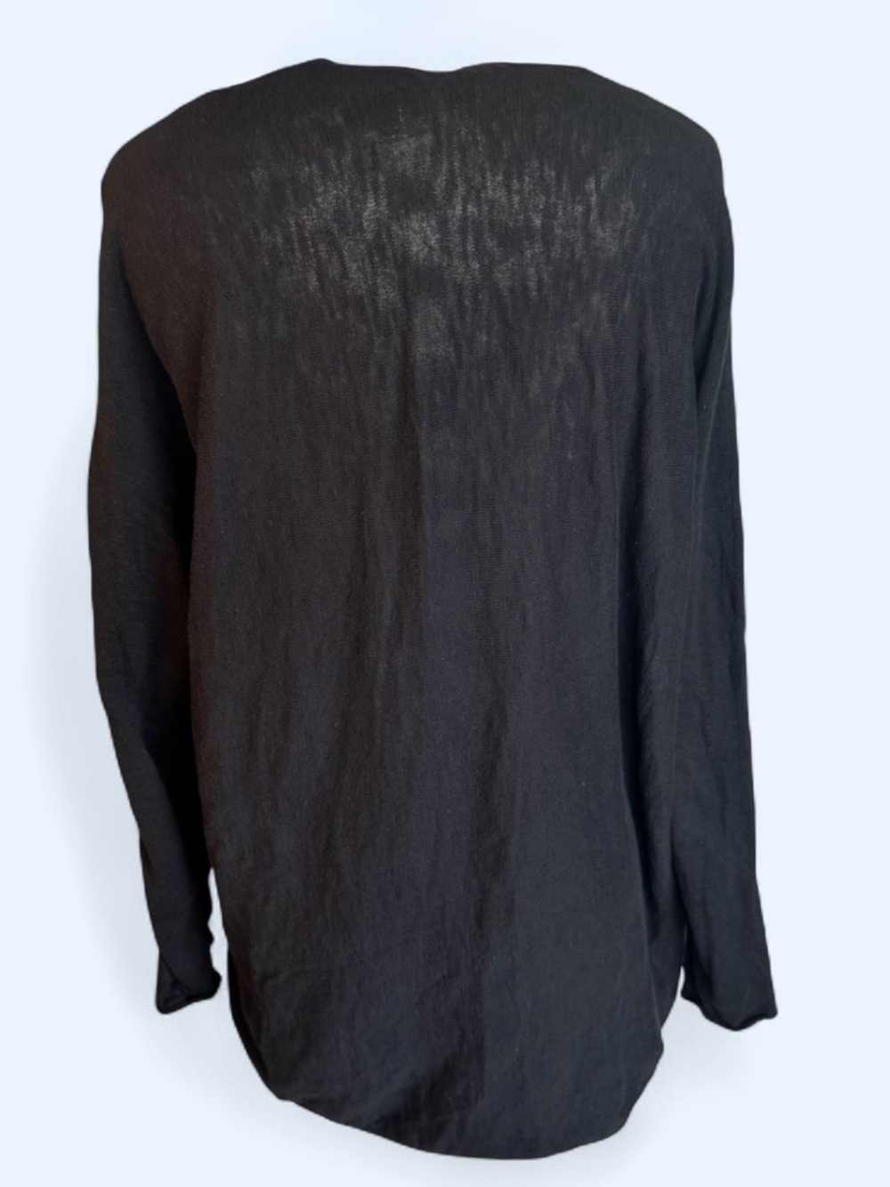 Vince Black V-Neck Long Sleeve Top very comfortable raw edge sleeve cotton - Picture 4 of 9